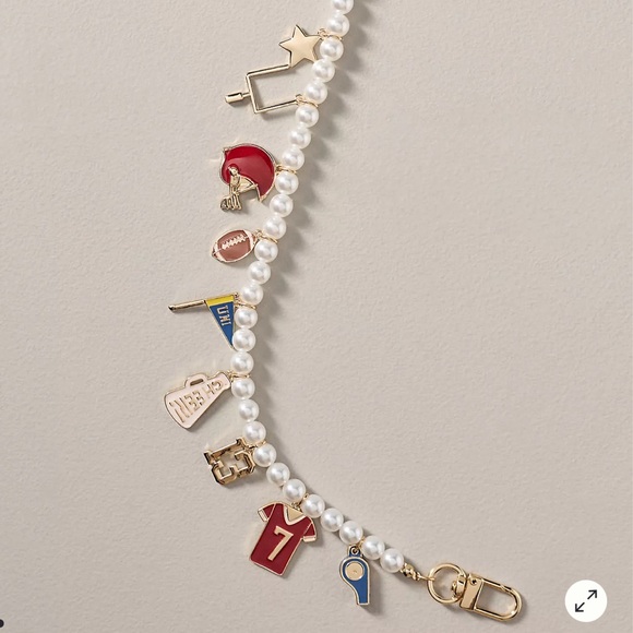 Anthropologie Icon Pearl Football Charm Bracelet NWT - Picture 3 of 6